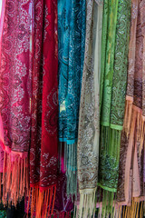 Fototapeta na wymiar background of handmade Silk Scarves