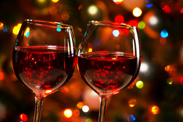 Crystal glasses of wine