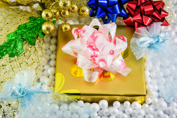 Christmas gift box and decorations