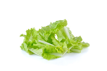 Fresh green lettuce sliced on  white  background