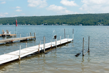 Color DSLR image of docks on Conesus Lake (a New York Finger Lake)