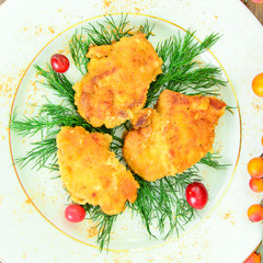 Breaded Chicken Fillet with Herbs and Cranberries.