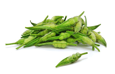 Heap of fresh rapeseed beans isolated on white background. Design element for product label, catalog print, web use.