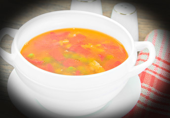 Healthy Food: Fish Soup Vegetables.