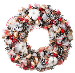 Christmas wreath decoration isolated on white background