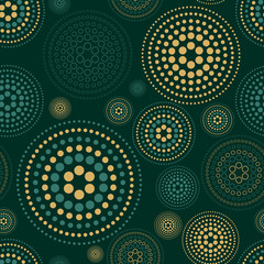 Seamless pattern geometric green dark circle