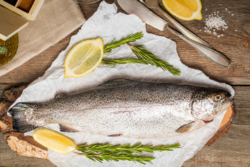 fresh trout with spices and seasonings
