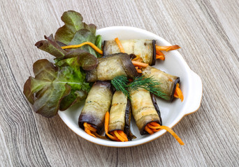 Eggplant rolls with carrot