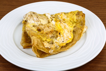 Lavash bread roasted with egg