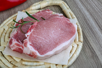 Raw pork steak