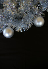 Christmas decoration composition tinsel and bauble