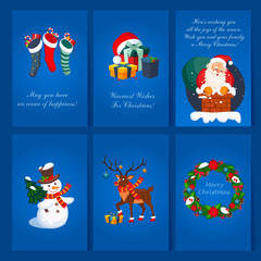 Set of Christmas and New Year greeting cards