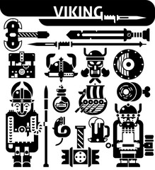 Viking Black White Icons Set