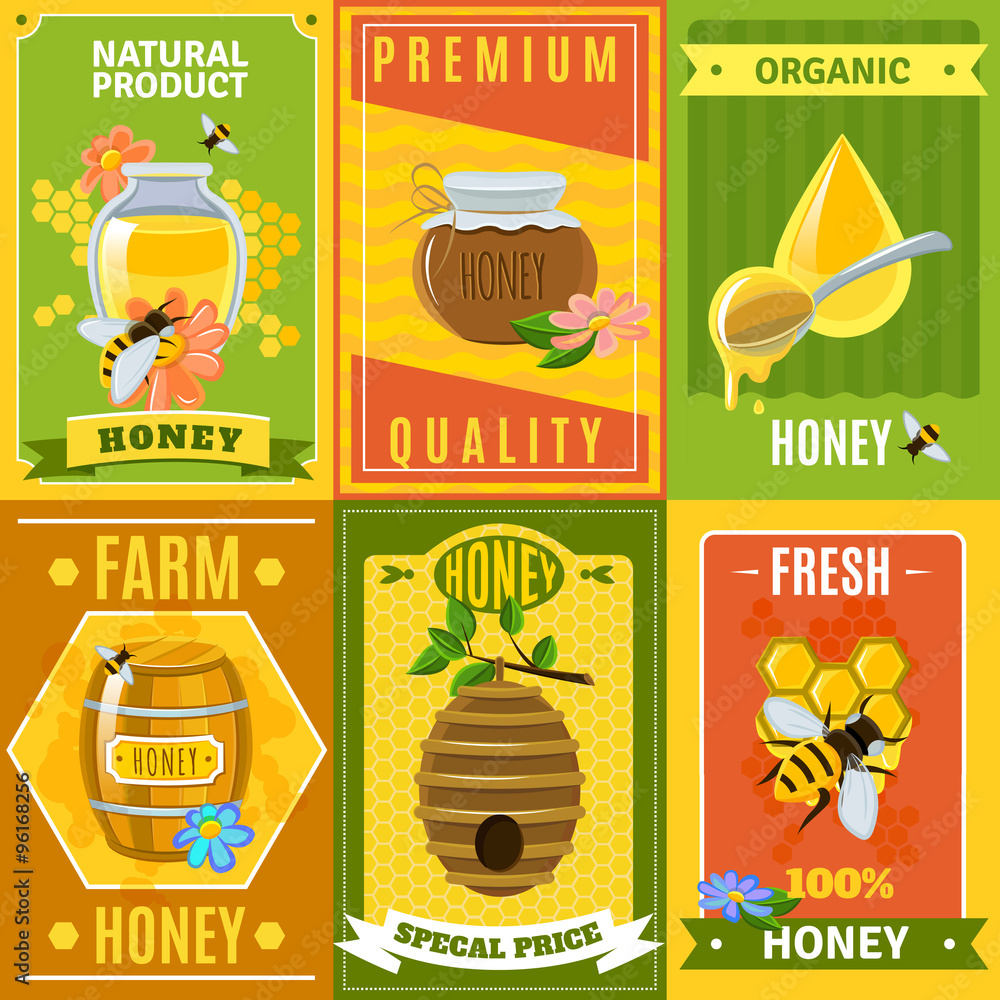 Wall mural Honey Poster Set