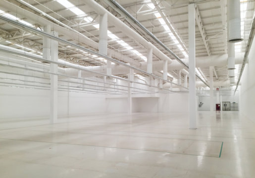 White empty industrial warehouse