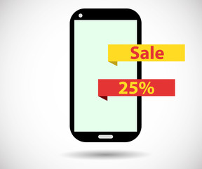 Sale of 25 percent. Online shopping. Cyber Monday.