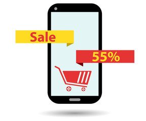 Online shopping. Sale of 55 percent. Cyber Monday