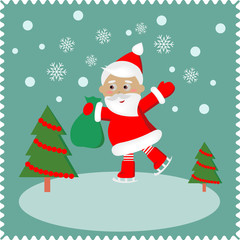 Greeting card with happy Santa 