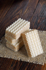 Heap wafers on table