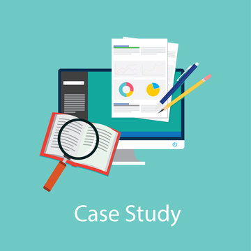 case study studies icon flat pc magnifier book