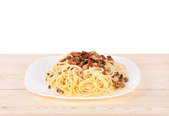 Pasta spaghetti with  mushrooms