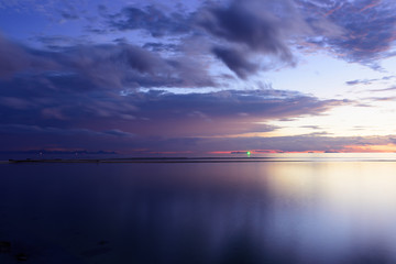 Fototapeta na wymiar Dramatic rain cloud,sea and sky at dusk.Long exposure technique