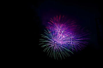 Beautiful colorful firework isolated display for celebration hap