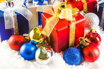 Fototapeta na wymiar Gift Box,objects for emblazon in Christmas ,selective focus