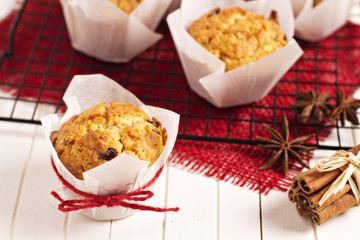 Small fruitcakes on a cooling rack