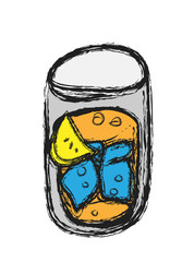 doodle glass and cocktail,  illustration