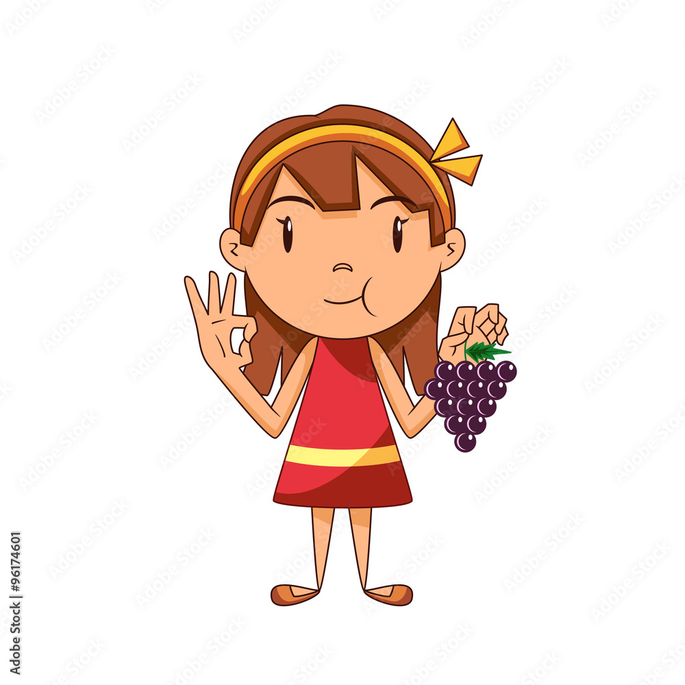 Canvas Prints Girl eating grapes