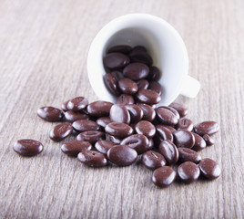 Coffee beans in cup