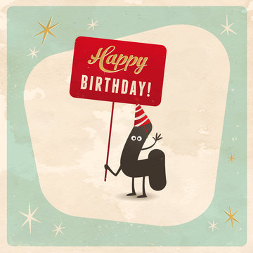 Vintage style funny 4th birthday Card - Editable, grunge effects can be easily removed for a brand new, clean sign.