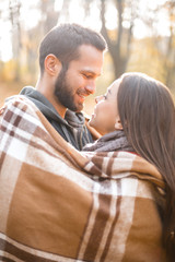 Fototapeta premium Nice concept for young couple in autumn park
