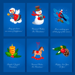 Set of Christmas and New Year greeting cards