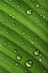 Fototapeta na wymiar A background of water drops on a green leaf.