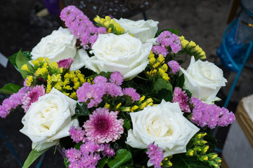 Bouquet of roses sold in the market