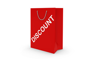 Red DISCOUNT Paper Shopping Bag Isolated on White