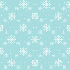 Vector of Snow Flakes Seamless Pattern on Blue Background for Christmas and Winter