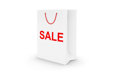 White SALE Paper Shopping Bag Isolated on White