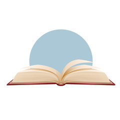 Opened book on blue background