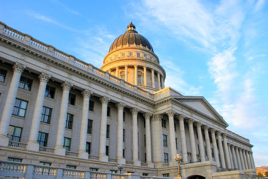 Utah State Capitol in Salt Lake City in the evening