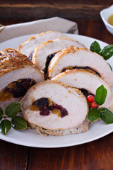 Roasted pork loin stuffed with dried fruits