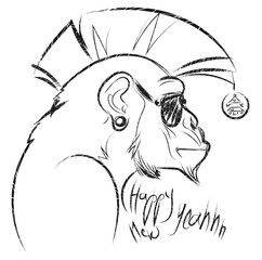 monkey year vector drawing