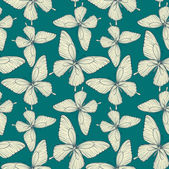 Beautiful seamless pattern. butterflies vintage color.