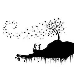 Pärchen auf dem weg zum Baum der Liebe