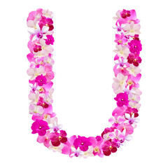 Letter U  from orchid flowers isolated on white with working pat © bentaboe