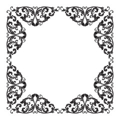 Vintage baroque frame scroll ornament engraving border floral retro pattern antique style acanthus foliage swirl decorative design element filigree calligraphy vector | damask - stock vector