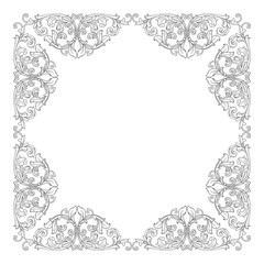 Vintage baroque frame scroll ornament engraving border floral retro pattern antique style acanthus foliage swirl decorative design element filigree calligraphy vector | damask - stock vector