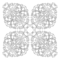 Vintage baroque frame scroll ornament engraving border floral retro pattern antique style acanthus foliage swirl decorative design element filigree calligraphy vector | damask - stock vector